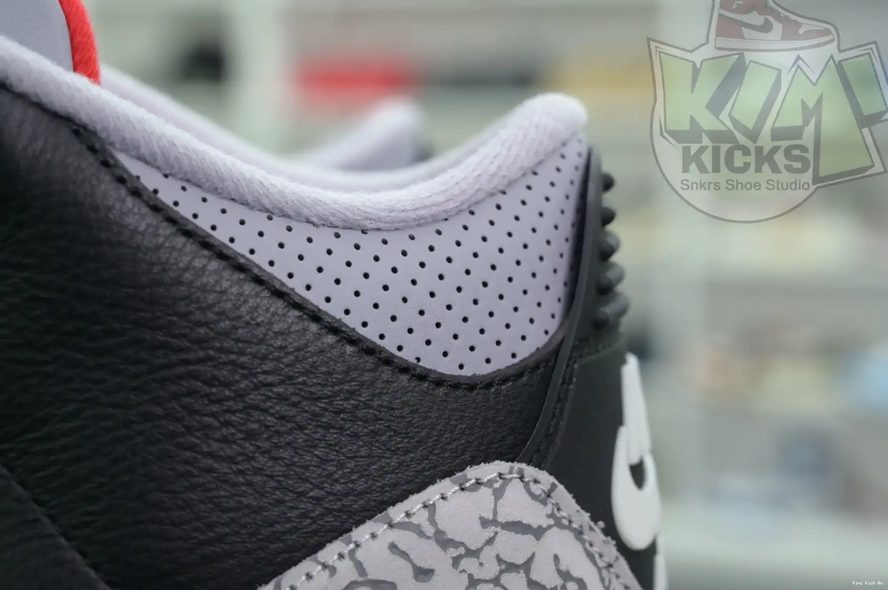 Kimikick Jordan Air Reimagined” 3“Black Cement 0822